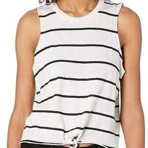 CHASER Tank Top Muscle Tee Women's Striped Gauze Jersey Black/White Size M